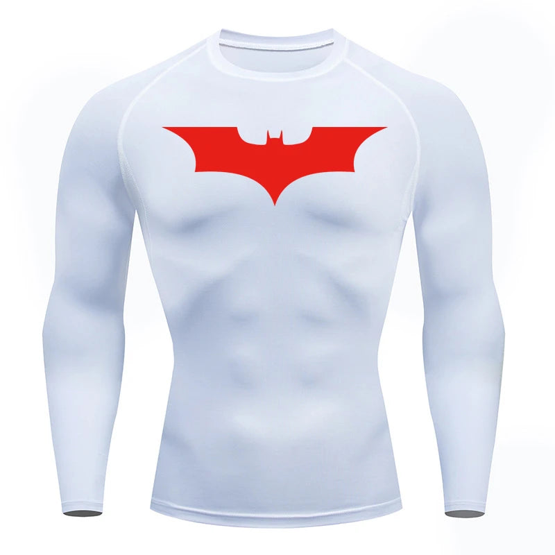 Men's Bat Print Compression Shirts for Gym, Running, and Athletic Activities - Quick Dry Rash Guard Undershirts and Baselayers
