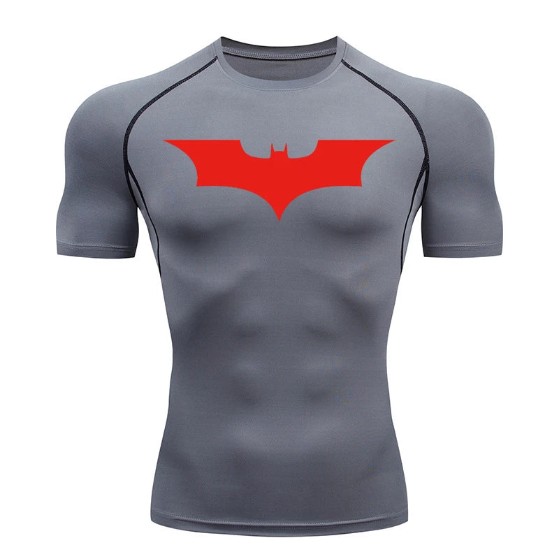 Men's Bat Print Compression Shirts for Gym, Running, and Athletic Activities - Quick Dry Rash Guard Undershirts and Baselayers