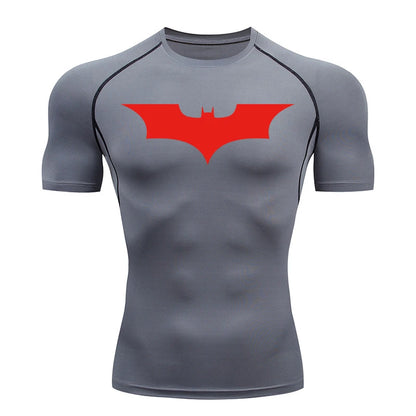 Men's Bat Print Compression Shirts for Gym, Running, and Athletic Activities - Quick Dry Rash Guard Undershirts and Baselayers