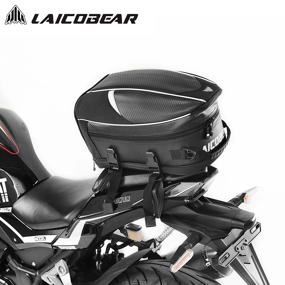 Motorcycle Waterproof Tail Bag - Large Capacity Black Saddle Bag for Travel and Rear Seat Storage