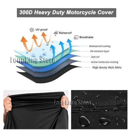 UV-Resistant Waterproof Motorcycle Cover for CFMOTO CF650, 650NK, 400NK, 250NK, 400GT, and 650MT - Dustproof Outdoor Protection