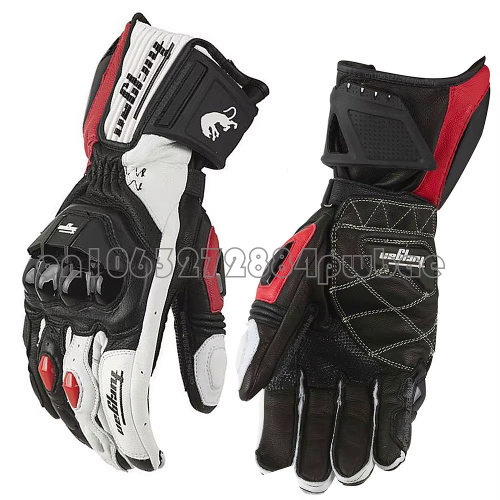 Motorcycle Biker Leather Gloves Carbon Fiber Protective Gloves Men Motocross Motorbike Glove Biker Racing Riding Gloves Black