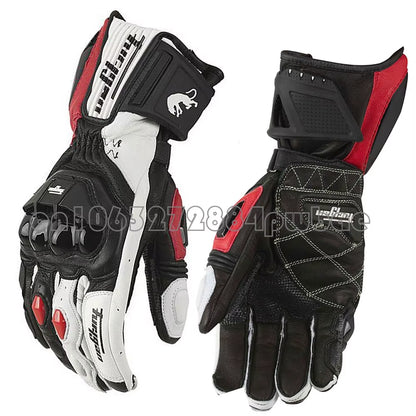 Motorcycle Biker Leather Gloves Carbon Fiber Protective Gloves Men Motocross Motorbike Glove Biker Racing Riding Gloves Black