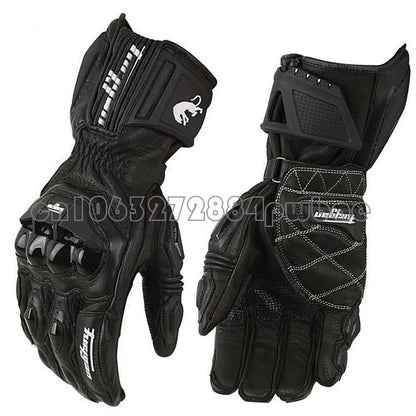 Motorcycle Biker Leather Gloves Carbon Fiber Protective Gloves Men Motocross Motorbike Glove Biker Racing Riding Gloves Black