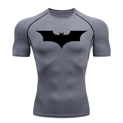 Men's Bat Print Compression Shirts for Gym, Running, and Athletic Activities - Quick Dry Rash Guard Undershirts and Baselayers