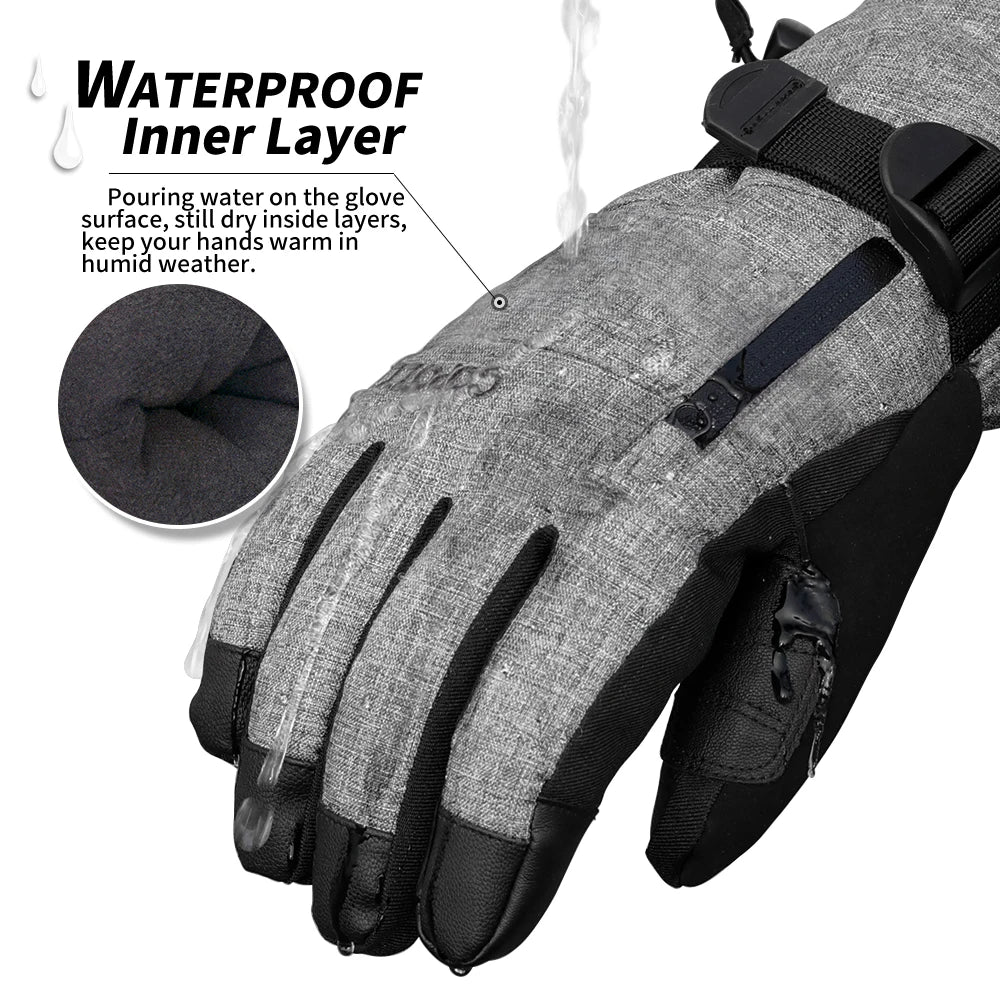 Waterproof Ski Gloves with Touchscreen Capability - Thermal Snowboard and Motorcycle Gloves for Men and Women