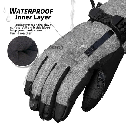 Waterproof Ski Gloves with Touchscreen Capability - Thermal Snowboard and Motorcycle Gloves for Men and Women