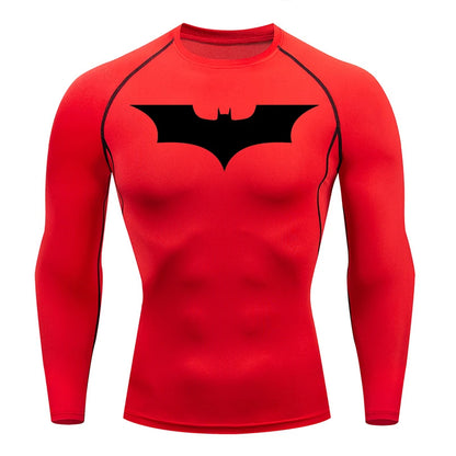 Men's Bat Print Compression Shirts for Gym, Running, and Athletic Activities - Quick Dry Rash Guard Undershirts and Baselayers