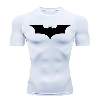 Men's Bat Print Compression Shirts for Gym, Running, and Athletic Activities - Quick Dry Rash Guard Undershirts and Baselayers