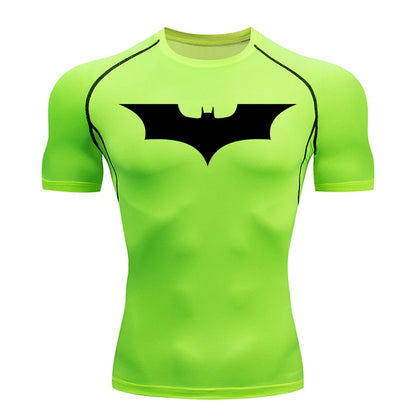 Men's Bat Print Compression Shirts for Gym, Running, and Athletic Activities - Quick Dry Rash Guard Undershirts and Baselayers