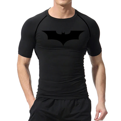 Men's Bat Print Compression Shirts for Gym, Running, and Athletic Activities - Quick Dry Rash Guard Undershirts and Baselayers