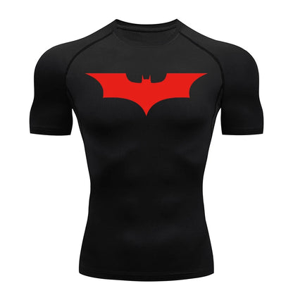 Men's Bat Print Compression Shirts for Gym, Running, and Athletic Activities - Quick Dry Rash Guard Undershirts and Baselayers