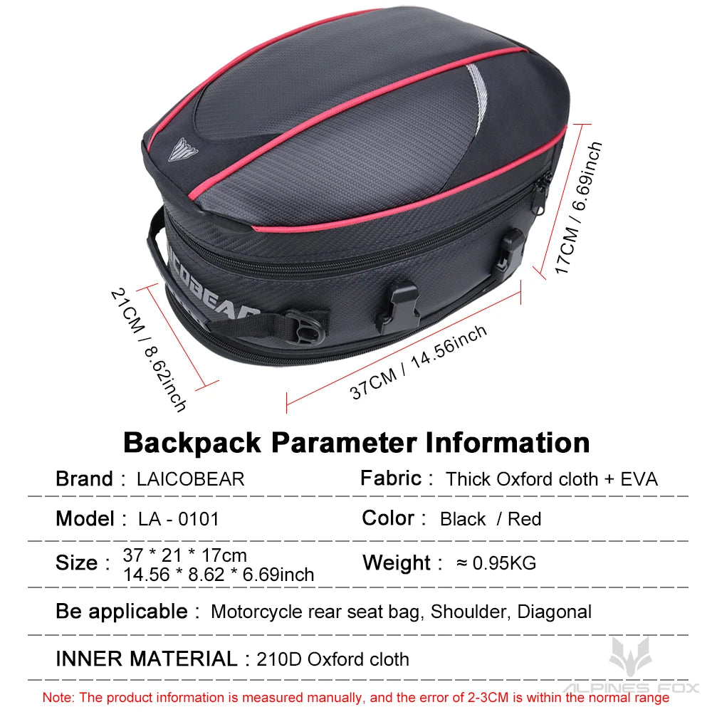 Motorcycle Waterproof Tail Bag - Large Capacity Black Saddle Bag for Travel and Rear Seat Storage