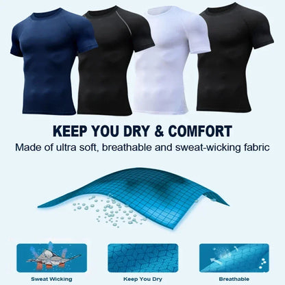 Men's Bat Print Compression Shirts for Gym, Running, and Athletic Activities - Quick Dry Rash Guard Undershirts and Baselayers