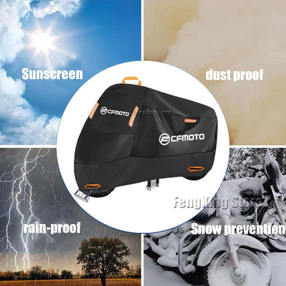 UV-Resistant Waterproof Motorcycle Cover for CFMOTO CF650, 650NK, 400NK, 250NK, 400GT, and 650MT - Dustproof Outdoor Protection