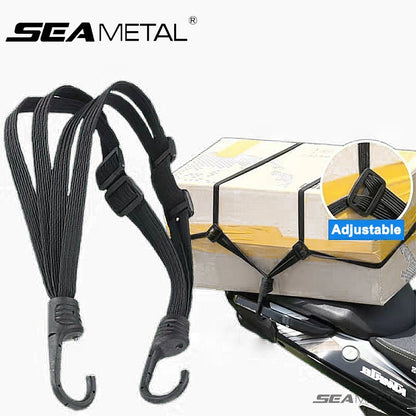 SEAMETAL Motorcycle Helmet Retention Straps - Adjustable Elastic Rope for Secure Back Seat Storage (60cm/90cm)
