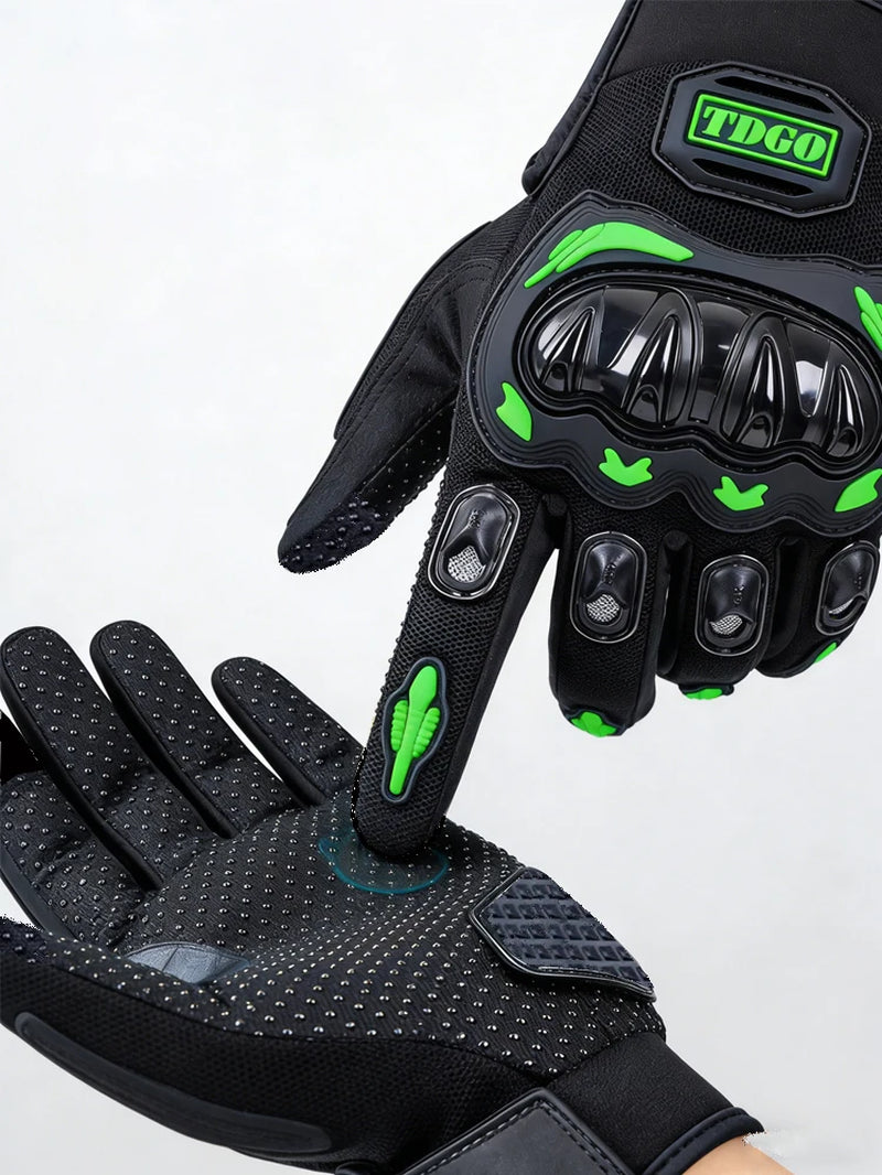 Summer Motorcycle Full Finger Leather Gloves - Breathable Protective Gear for Dirt Bike Racing and Riding