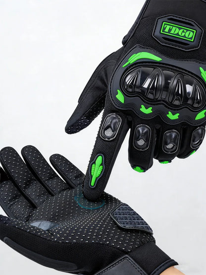 Summer Motorcycle Full Finger Leather Gloves - Breathable Protective Gear for Dirt Bike Racing and Riding