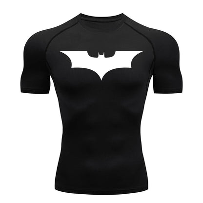 Men's Bat Print Compression Shirts for Gym, Running, and Athletic Activities - Quick Dry Rash Guard Undershirts and Baselayers