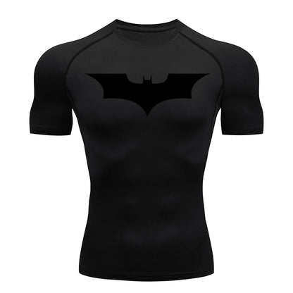Men's Bat Print Compression Shirts for Gym, Running, and Athletic Activities - Quick Dry Rash Guard Undershirts and Baselayers