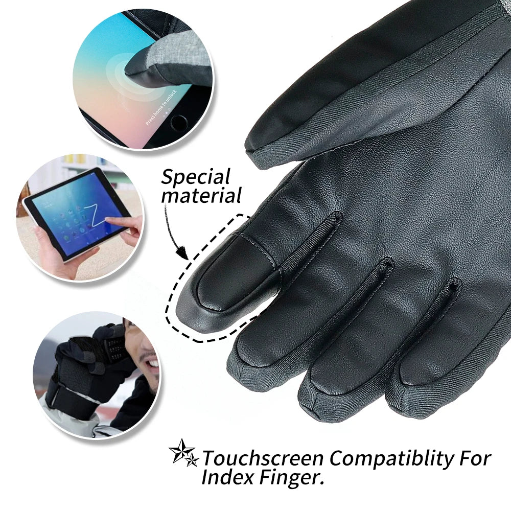 Waterproof Ski Gloves with Touchscreen Capability - Thermal Snowboard and Motorcycle Gloves for Men and Women