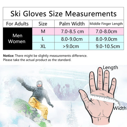 Waterproof Ski Gloves with Touchscreen Capability - Thermal Snowboard and Motorcycle Gloves for Men and Women