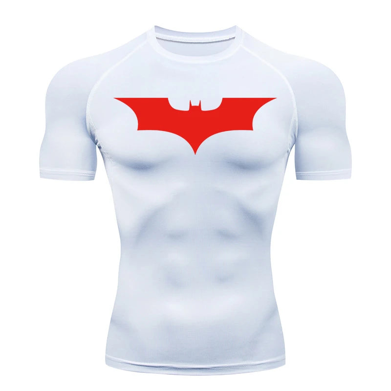 Men's Bat Print Compression Shirts for Gym, Running, and Athletic Activities - Quick Dry Rash Guard Undershirts and Baselayers