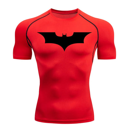 Men's Bat Print Compression Shirts for Gym, Running, and Athletic Activities - Quick Dry Rash Guard Undershirts and Baselayers