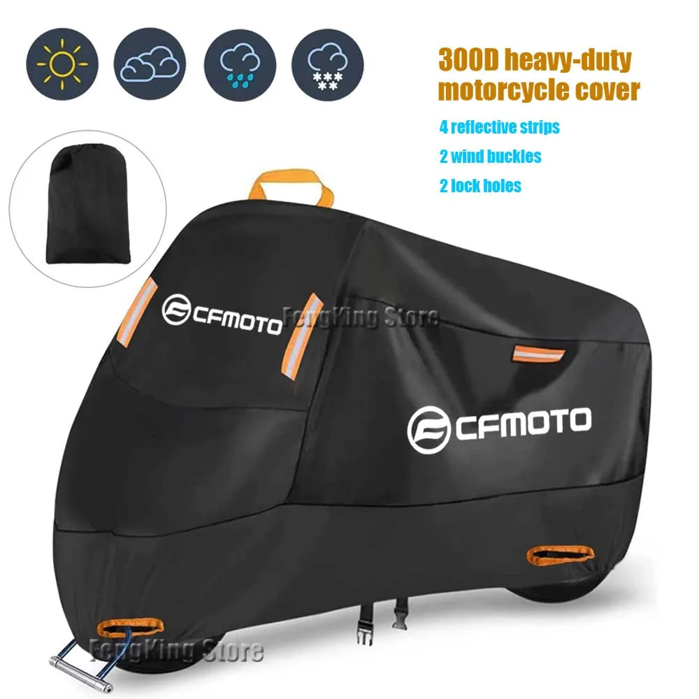 UV-Resistant Waterproof Motorcycle Cover for CFMOTO CF650, 650NK, 400NK, 250NK, 400GT, and 650MT - Dustproof Outdoor Protection
