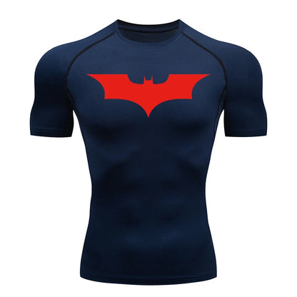 Men's Bat Print Compression Shirts for Gym, Running, and Athletic Activities - Quick Dry Rash Guard Undershirts and Baselayers