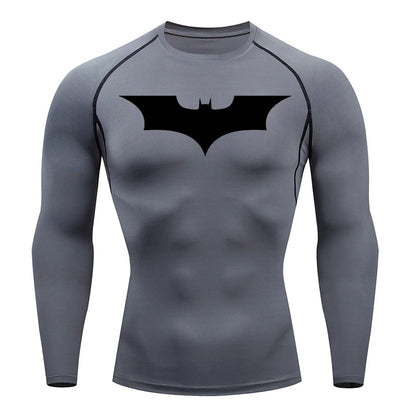 Men's Bat Print Compression Shirts for Gym, Running, and Athletic Activities - Quick Dry Rash Guard Undershirts and Baselayers