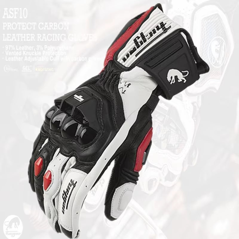 Men's Leather Motorcycle Gloves AFS6 AFS10 AFS18 - Windproof Touchscreen Protective Motocross Mittens
