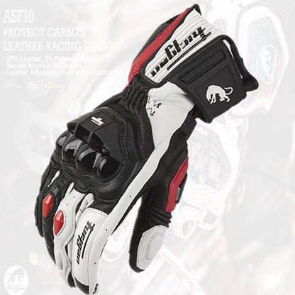 Men's Leather Motorcycle Gloves AFS6 AFS10 AFS18 - Windproof Touchscreen Protective Motocross Mittens