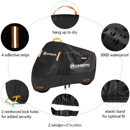 UV-Resistant Waterproof Motorcycle Cover for CFMOTO CF650, 650NK, 400NK, 250NK, 400GT, and 650MT - Dustproof Outdoor Protection