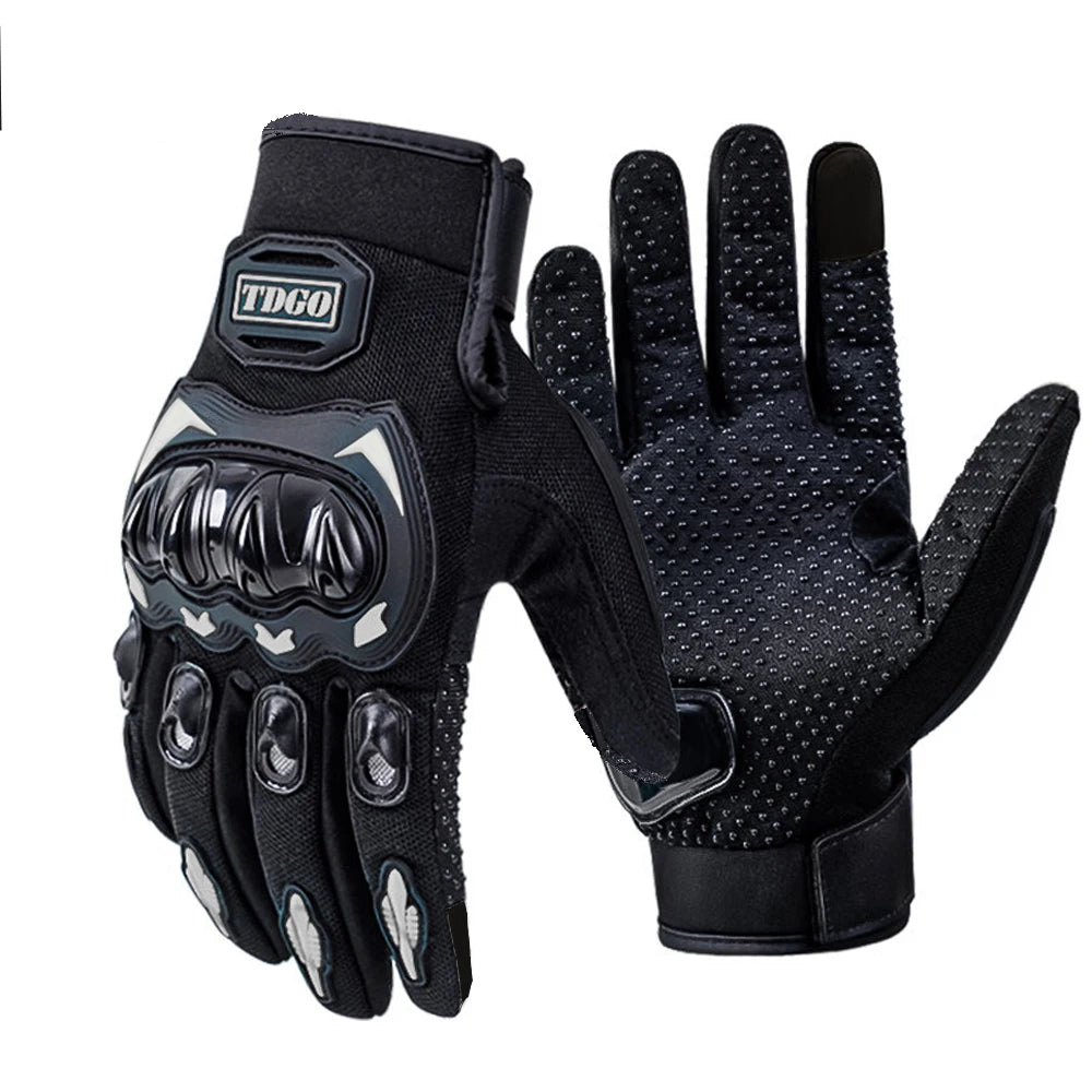 Summer Motorcycle Full Finger Leather Gloves - Breathable Protective Gear for Dirt Bike Racing and Riding